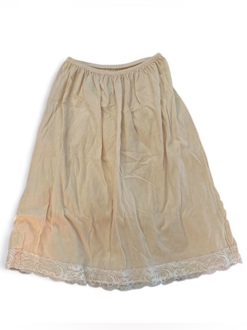 True Vintage Butter Yellow Womenβs Lace-Hem Half Slip Skirt
